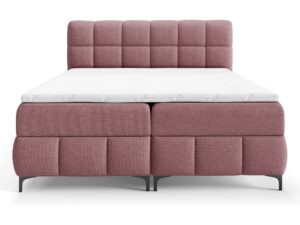 Miniaturka 7 - Wrzosowe łóżko tapicerowane z eleganckim pikowanym oparciem