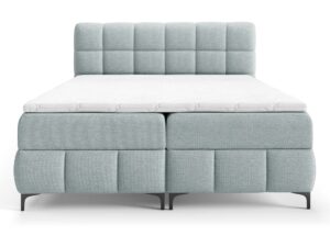 Miniaturka 6 - Łóżko tapicerowane miętowe z wysokim pikowanym zagłówkiem