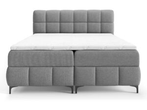 Miniaturka 3 - Szare łóżko tapicerowane z pikowanym oparciem nowoczesne