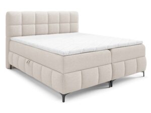 Miniaturka 33 - Łóżko tapicerowane kremowe z wysokim oparciem perspektywa