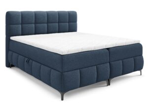 Miniaturka 27 - Łóżko tapicerowane granatowe z pikowanym zagłówkiem perspektywa