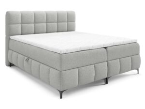 Miniaturka 26 - Szare łóżko tapicerowane z wysokim oparciem perspektywa