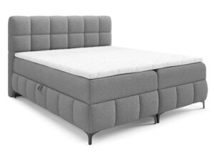 Miniaturka 25 - Łóżko tapicerowane szare z pikowanym zagłówkiem perspektywa