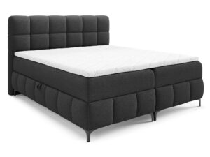 Miniaturka 24 - Grafitowe łóżko tapicerowane z wysokim oparciem perspektywa