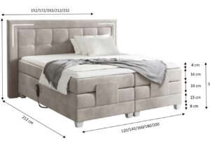 Miniaturka 13 - Schemat wymiarów łóżka elektrycznego z pojemnikiem