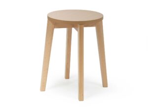 Miniaturka 2 - Drewniany taboret bukowy z okrągłym siedziskiem na czterech nogach
