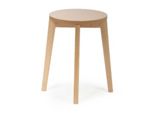Miniaturka 3 - Drewniany taboret bukowy okrągły na czterech smukłych nogach