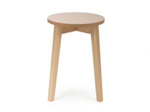Miniaturka 4 - Drewniany taboret okrągły jasny dąb na trzech nogach