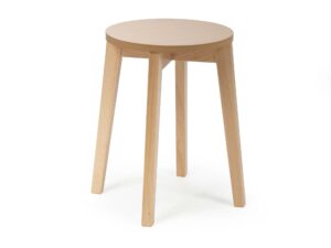 Miniaturka 5 - Drewniany taboret okrągły jasny buk na czterech nogach