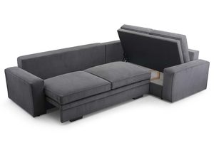 Miniaturka 19 - Narożnik sztruksowy grafitowy z otwartym pojemnikiem na pościel