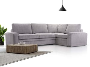 Miniaturka 28 - Szary narożnik sztruksowy w nowoczesnym salonie ze stolikiem aranżacja