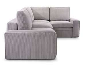 Miniaturka 22 - Szary narożnik sztruksowy w kształcie L prawy perspektywa