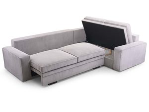 Miniaturka 24 - Jasnoszary narożnik sztruksowy w kształcie L z otwartym pojemnikiem