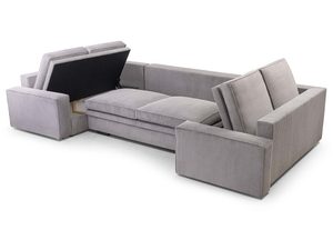 Miniaturka 7 - Narożnik tapicerowany szary sztruksowy z otwartym pojemnikiem na pościel