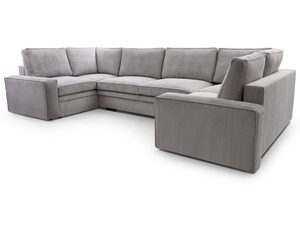 Miniaturka 10 - Narożnik tapicerowany szary sztruksowy w kształcie U perspektywa