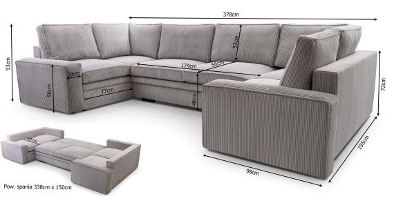 Miniaturka 13 - Narożnik Nowoczesny Sprężyny Faliste Moa U