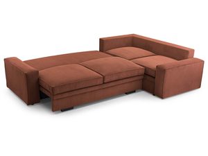 Miniaturka 10 - Rudy narożnik tapicerowany sztruksowy rozłożony funkcja spania