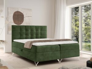Miniaturka 14 - Łóżko w kolorze butelkowej zieleni w stylowej aranżacji sypialni