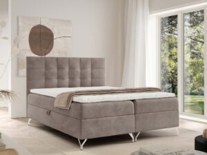 Miniaturka 16 - Łóżko beżowe kontynentalne w nowoczesnej sypialni