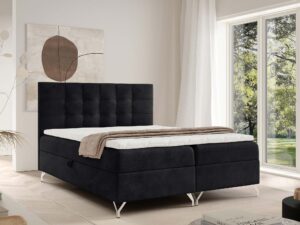Miniaturka 17 - Czarne łóżko kontynentalne w stylowej aranżacji sypialni