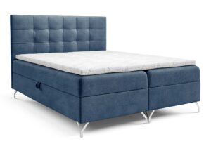 Miniaturka 4 - Niebieskie łóżko kontynentalne z pikowanym zagłówkiem