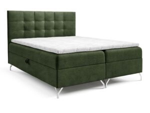 Miniaturka 6 - Łóżko kontynentalne w kolorze butelkowej zieleni z pikowanym zagłówkiem