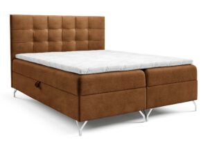 Miniaturka 7 - Łóżko tapicerowane brązowe z pikowanym oparciem