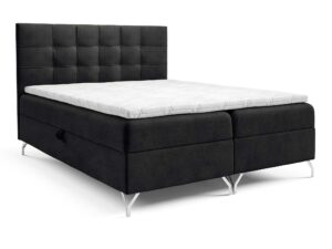 Miniaturka 9 - Łóżko tapicerowane czarne z eleganckim pikowanym oparciem