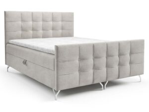 Miniaturka 2 - Tapicerowane łóżko kontynentalne z wysokim eleganckim oparciem