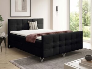 Miniaturka 16 - Czarne łóżko kontynentalne w stylowej aranżacji sypialni