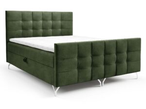 Miniaturka 5 - Łóżko kontynentalne w kolorze butelkowej zieleni eleganckie