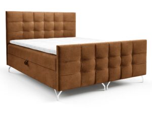 Miniaturka 6 - Brązowe łóżko tapicerowane z pikowanym oparciem