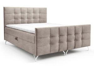 Miniaturka 7 - Łóżko kontynentalne beżowe z wysokim zagłówkiem