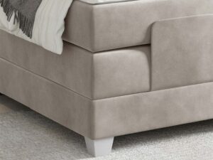 Miniaturka 12 - Zbliżenie na tapicerkę kremowego łóżka kontynentalnego