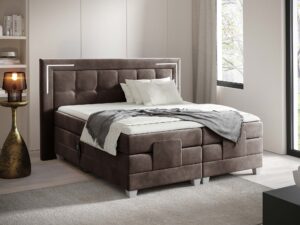 Miniaturka 14 - Brązowe łóżko kontynentalne z elektryczną regulacją w sypialni