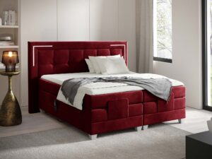 Miniaturka 19 - Bordowe łóżko kontynentalne z elektryczną regulacją w sypialni