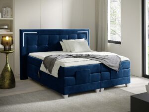 Miniaturka 18 - Granatowe łóżko kontynentalne z elektryczną regulacją w sypialni