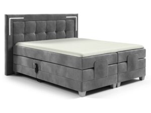 Miniaturka 7 - Szare łóżko kontynentalne z elektryczną regulacją na białym tle