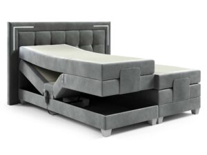 Miniaturka 9 - Szare łóżko elektryczne z otwartym pojemnikiem na pościel