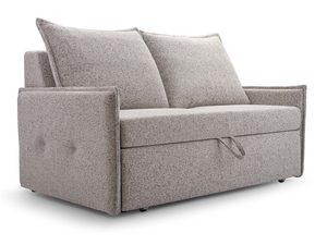 Miniaturka 2 - Sofa dwuosobowa tapicerowana w szarobeżowej tkaninie boucle z poduszkami