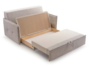 Miniaturka 6 - Rozkładana sofa z funkcją spania i pojemnikiem w tkaninie boucle