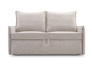 Miniaturka 1 - Kompaktowa sofa rozkładana w tkaninie boucle z dwiema poduszkami
