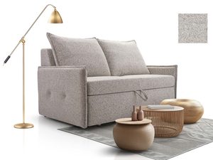 Miniaturka 8 - Sofa dwuosobowa jasnoszara w tkaninie boucle z próbką materiału