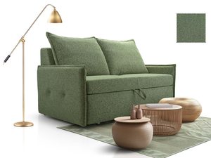 Miniaturka 13 - Zielona sofa dwuosobowa tapicerowana tkaniną boucle z poduszkami