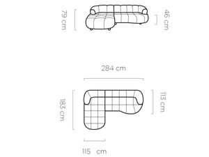 Miniaturka 7 - Narożnik organiczny wymiary 284x183 cm rysunek techniczny zaokrąglony