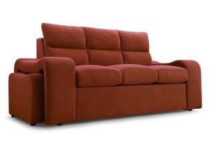 Miniaturka 6 - Ceglasta sofa trzyosobowa z poduszkami oparcia w ciepłym odcieniu