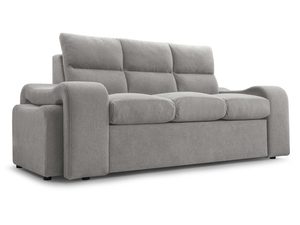 Miniaturka 5 - Tapicerowana sofa jasnoszara trzyosobowa z szerokimi podłokietnikami