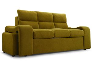 Miniaturka 1 - Sofa tapicerowana oliwkowa z wysokimi podłokietnikami i zagłówkami