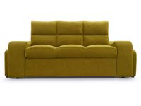 Oliwkowa sofa trzyosobowa z przodu z miękkimi poduszkami