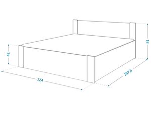 Miniaturka 20 - Łóżko 120 cm wymiary 124x207 cm rysunek techniczny